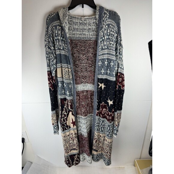 Free People Blue and Cream Patterned Cardigan - Picture 3 of 10
